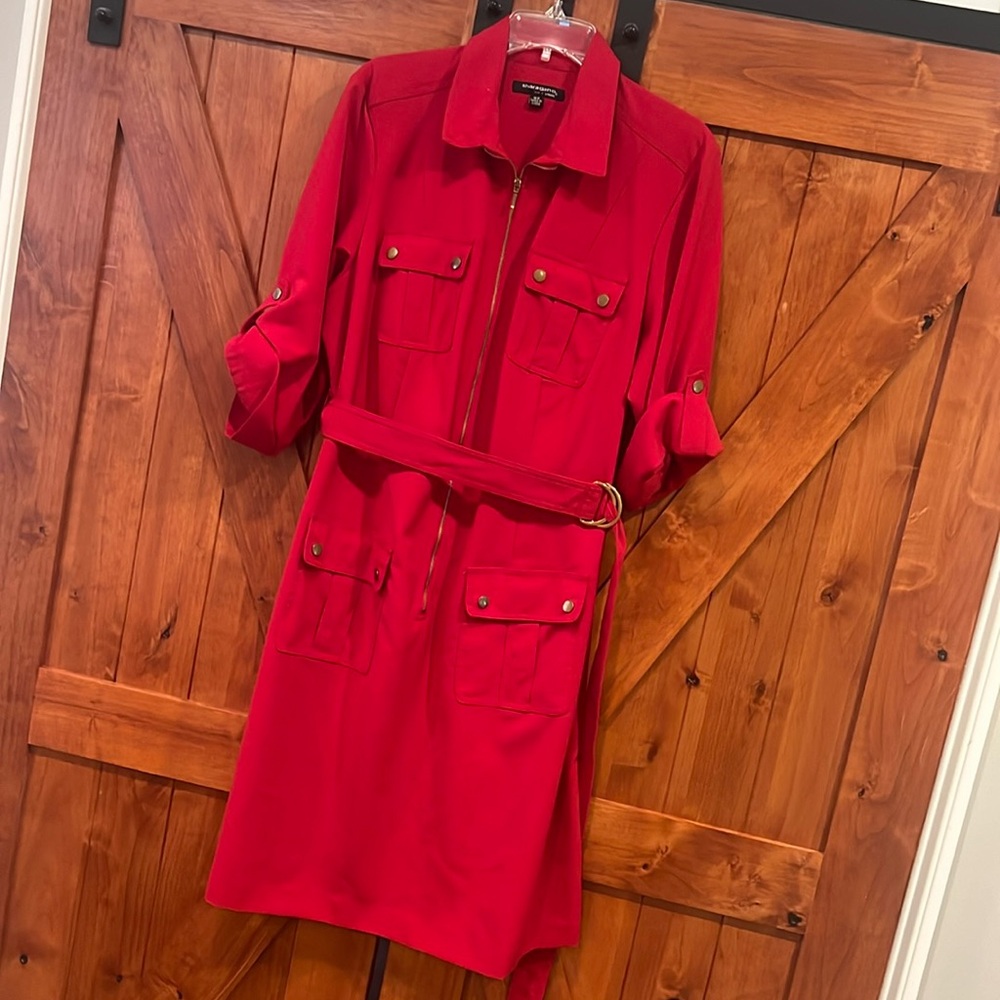 Red belted dress 16w